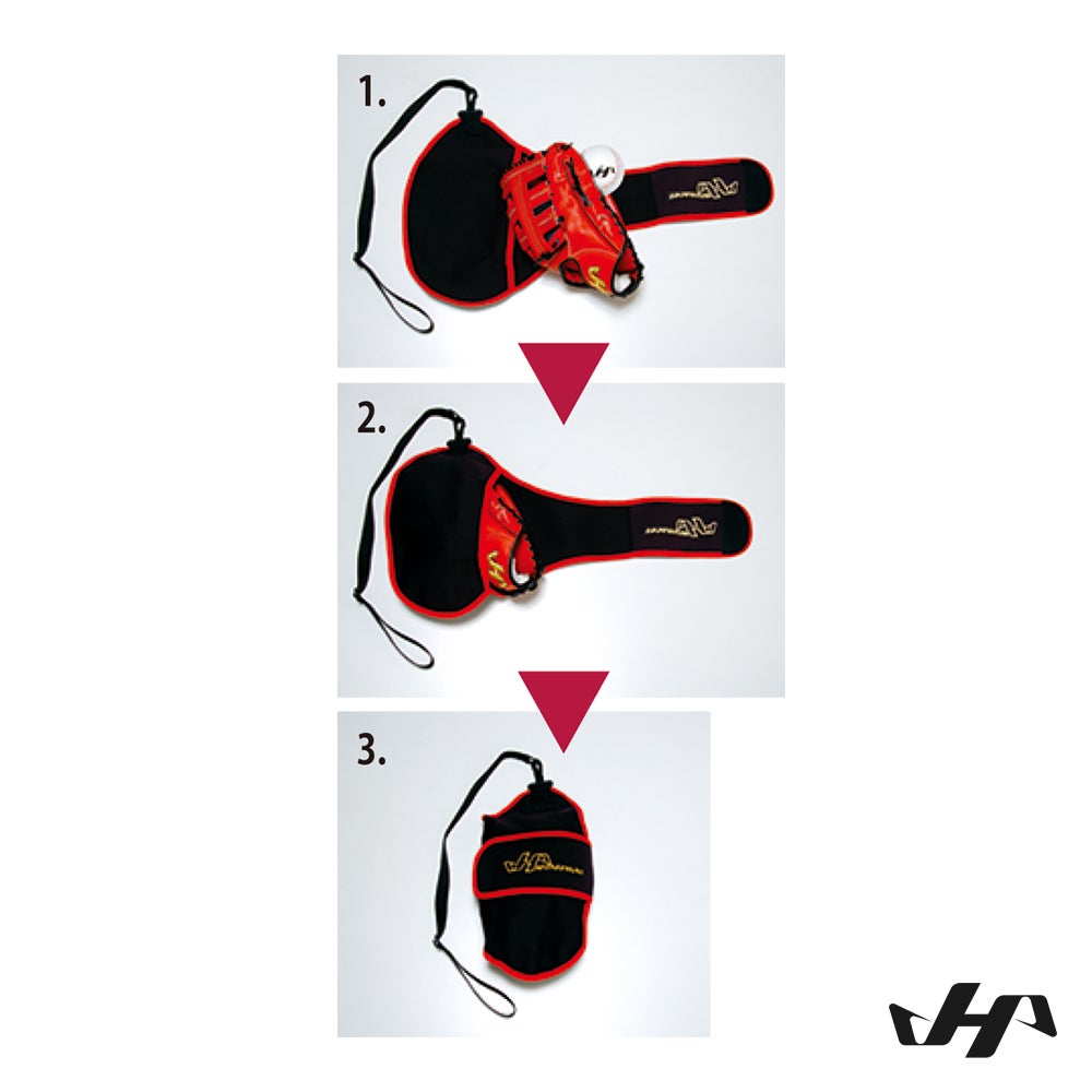 ハタケヤマ 硬式野球グローブ 黒/ピンクライン グラブホルダー付き